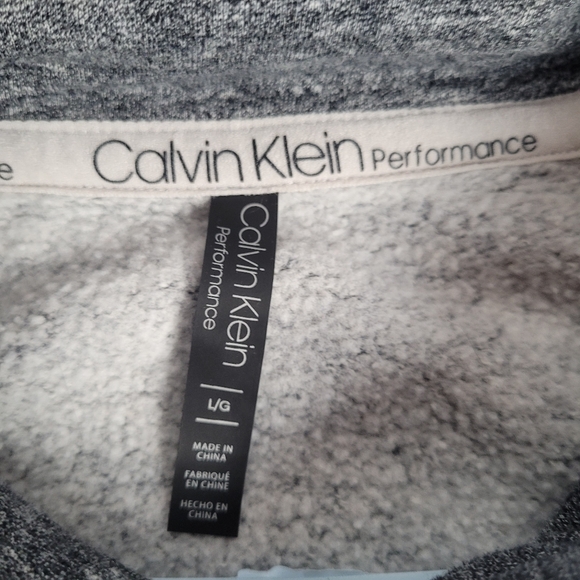 Calvin Klein Performance Gray Cropped Hooded Pullover Sweatshirt Size L Big Logo - Picture 6 of 9